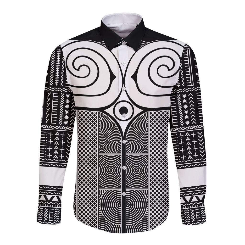 Japan Long Sleeve Button Shirt Jomon Tattoo Inspiration Black