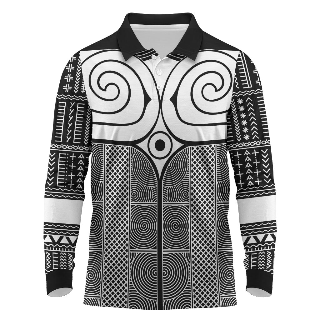 Japan Long Sleeve Polo Shirt Jomon Tattoo Inspiration Black