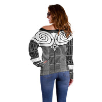Japan Off Shoulder Sweater Jomon Tattoo Inspiration Black