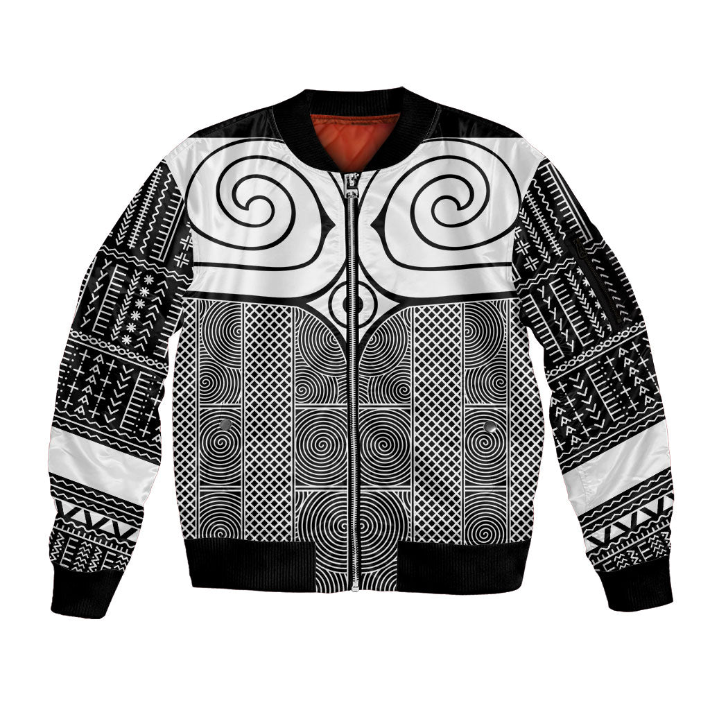 Japan Sleeve Zip Bomber Jacket Jomon Tattoo Inspiration Black