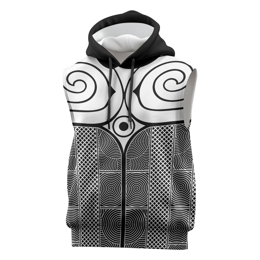 Japan Sleeveless Hoodie Jomon Tattoo Inspiration Black