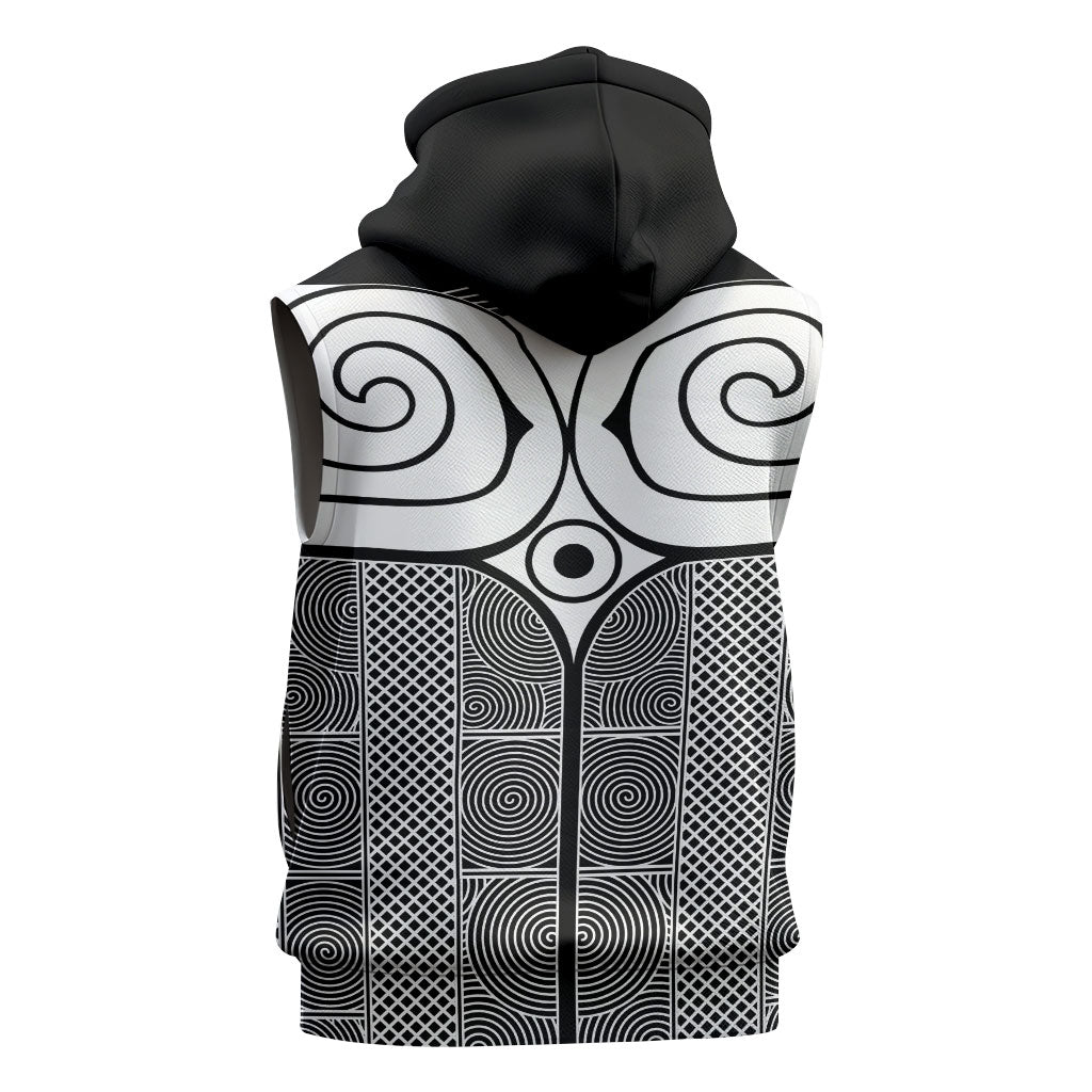 Japan Sleeveless Hoodie Jomon Tattoo Inspiration Black
