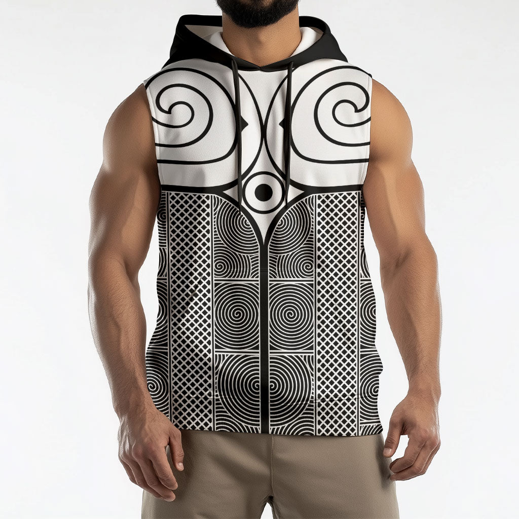 Japan Sleeveless Hoodie Jomon Tattoo Inspiration Black