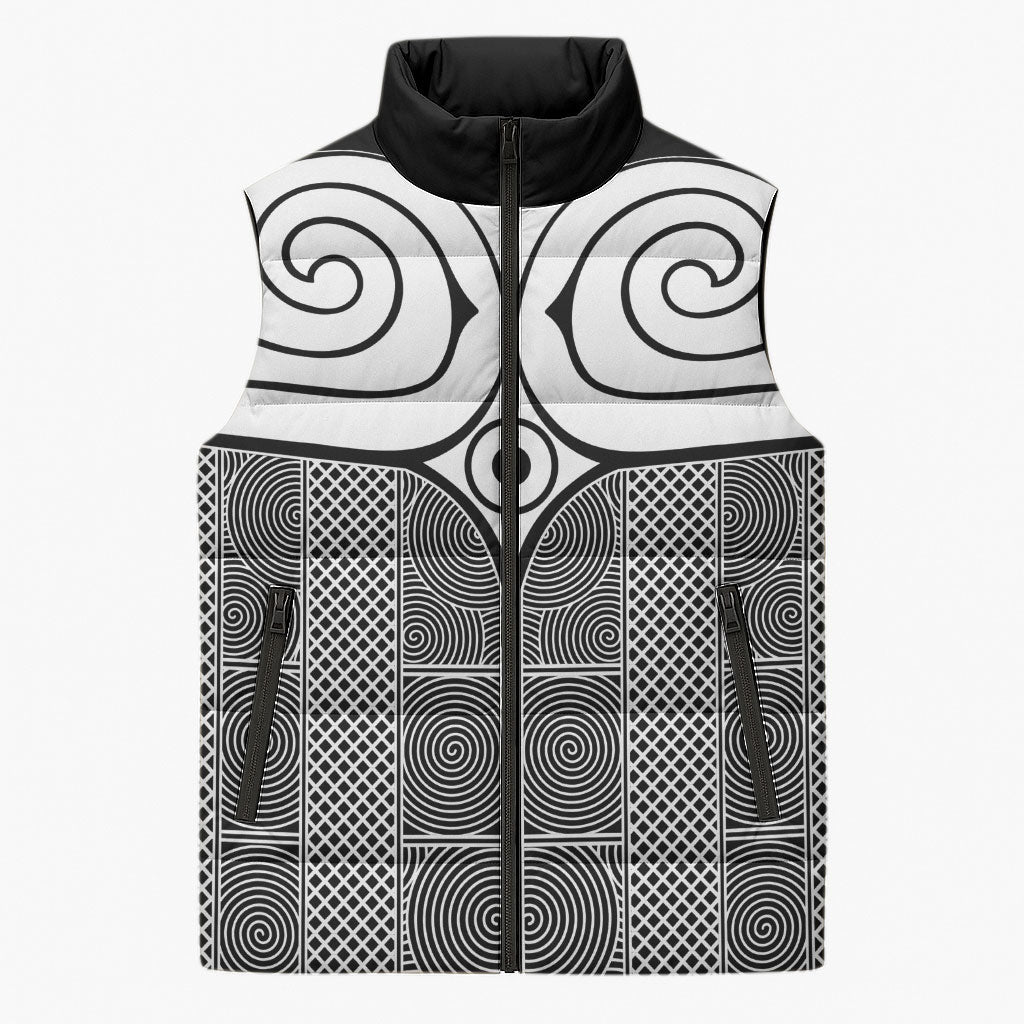 Japan Sleeveless Puffer Jacket Jomon Tattoo Inspiration Black