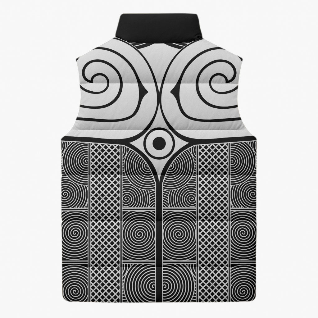 Japan Sleeveless Puffer Jacket Jomon Tattoo Inspiration Black