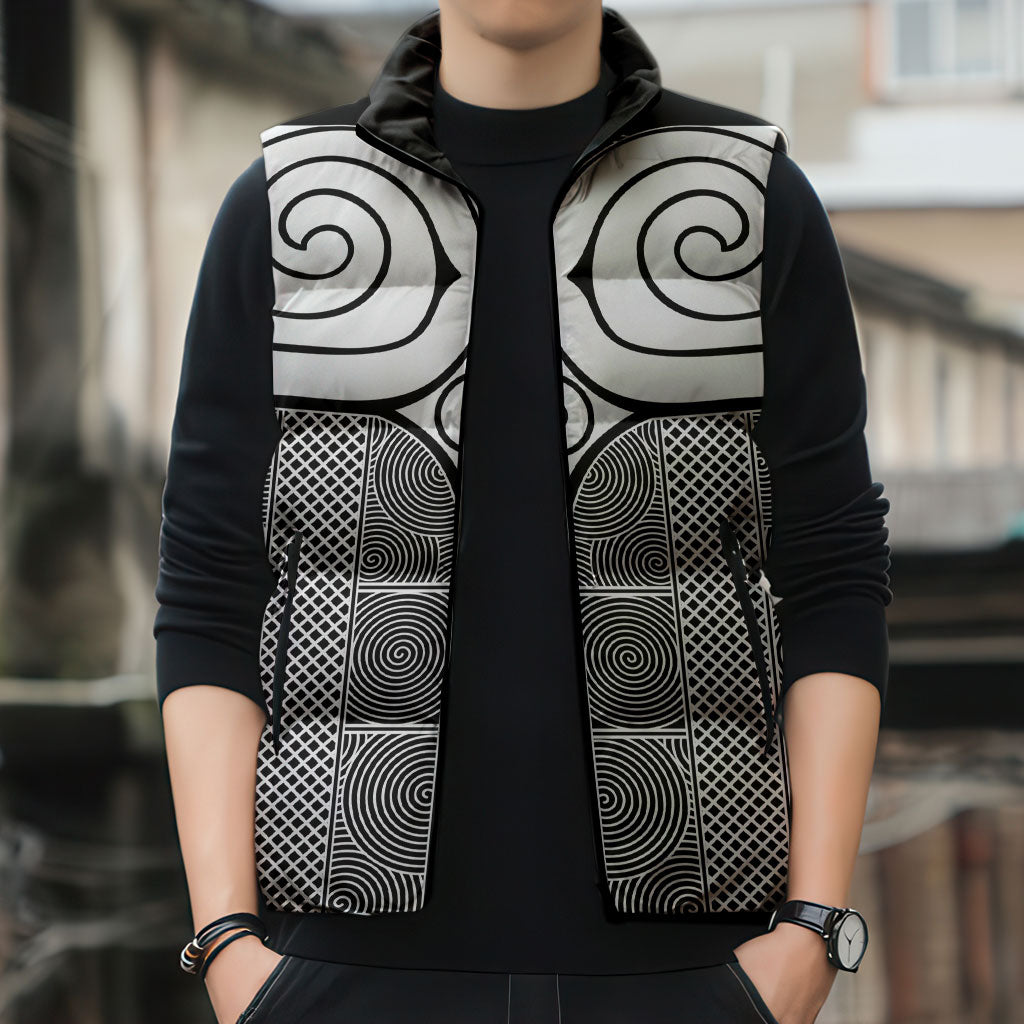 Japan Sleeveless Puffer Jacket Jomon Tattoo Inspiration Black