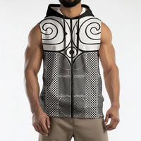 Japan Sleeveless Zip Hoodie Jomon Tattoo Inspiration Black