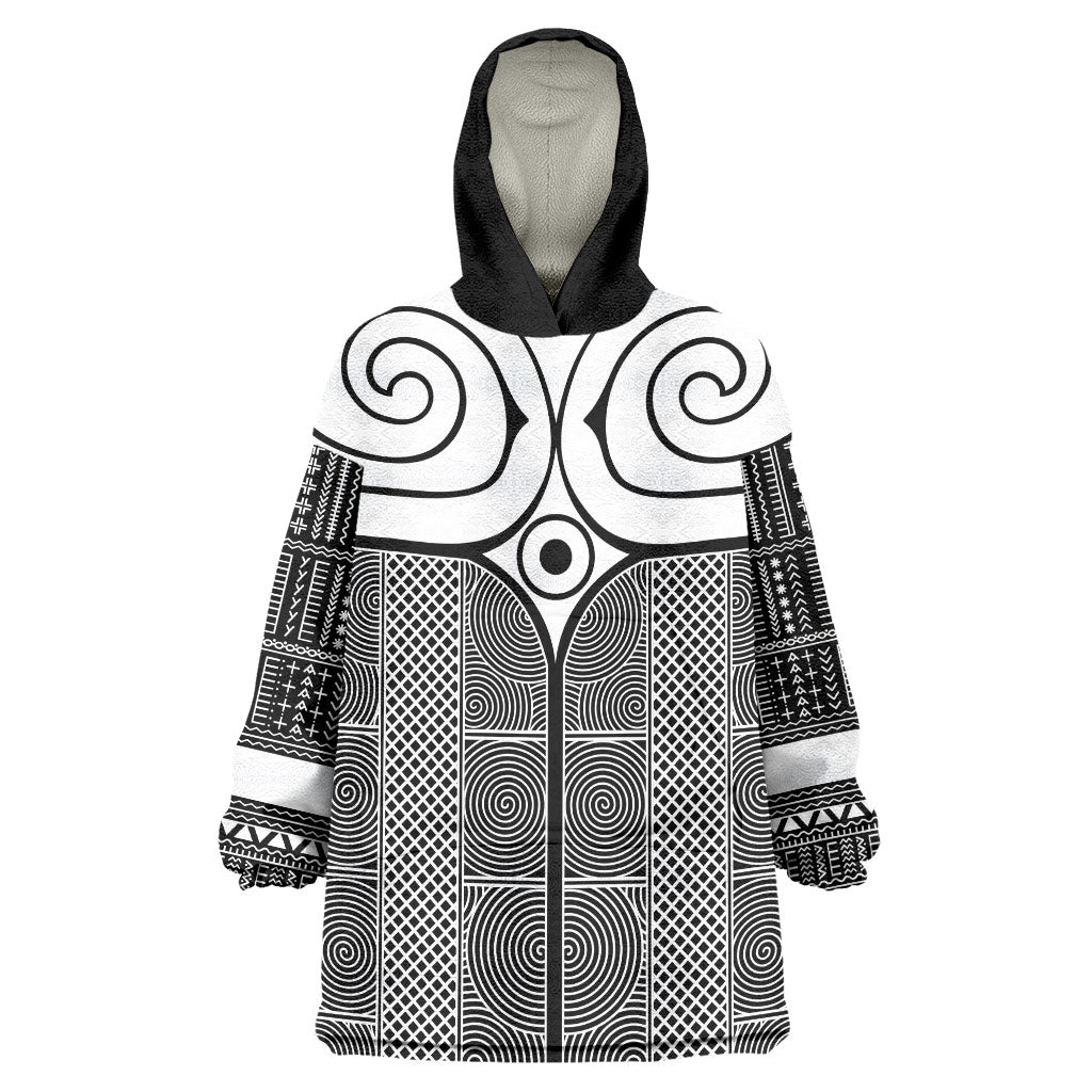 Japan Wearable Blanket Hoodie Jomon Tattoo Inspiration Black