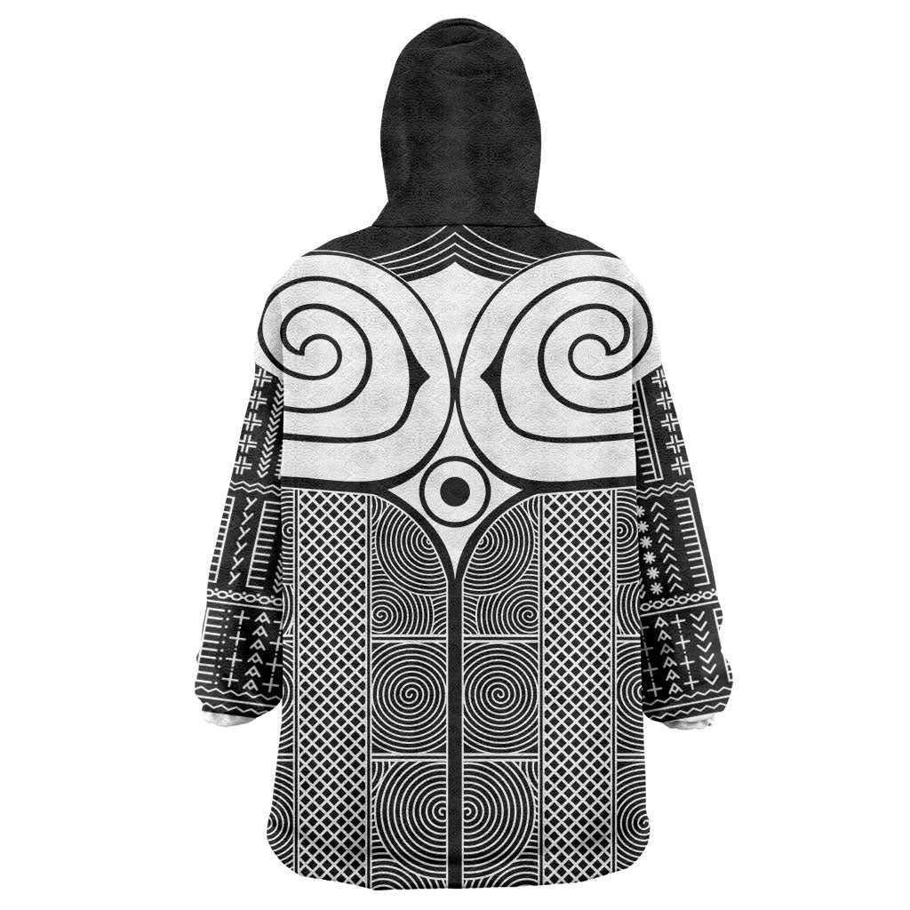 Japan Wearable Blanket Hoodie Jomon Tattoo Inspiration Black