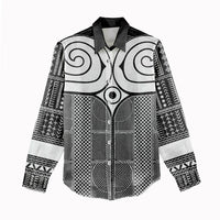 Japan Women Casual Shirt Jomon Tattoo Inspiration Black