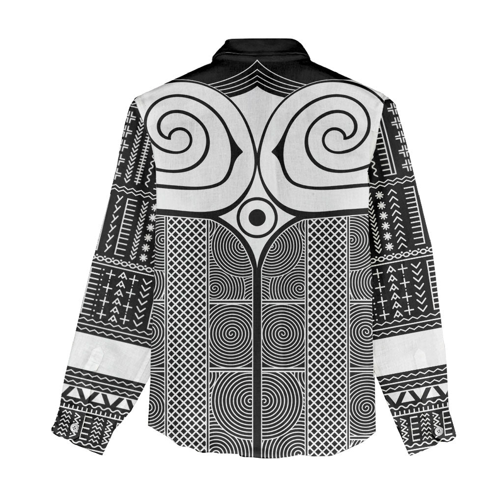 Japan Women Casual Shirt Jomon Tattoo Inspiration Black