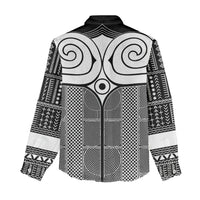 Japan Women Casual Shirt Jomon Tattoo Inspiration Black