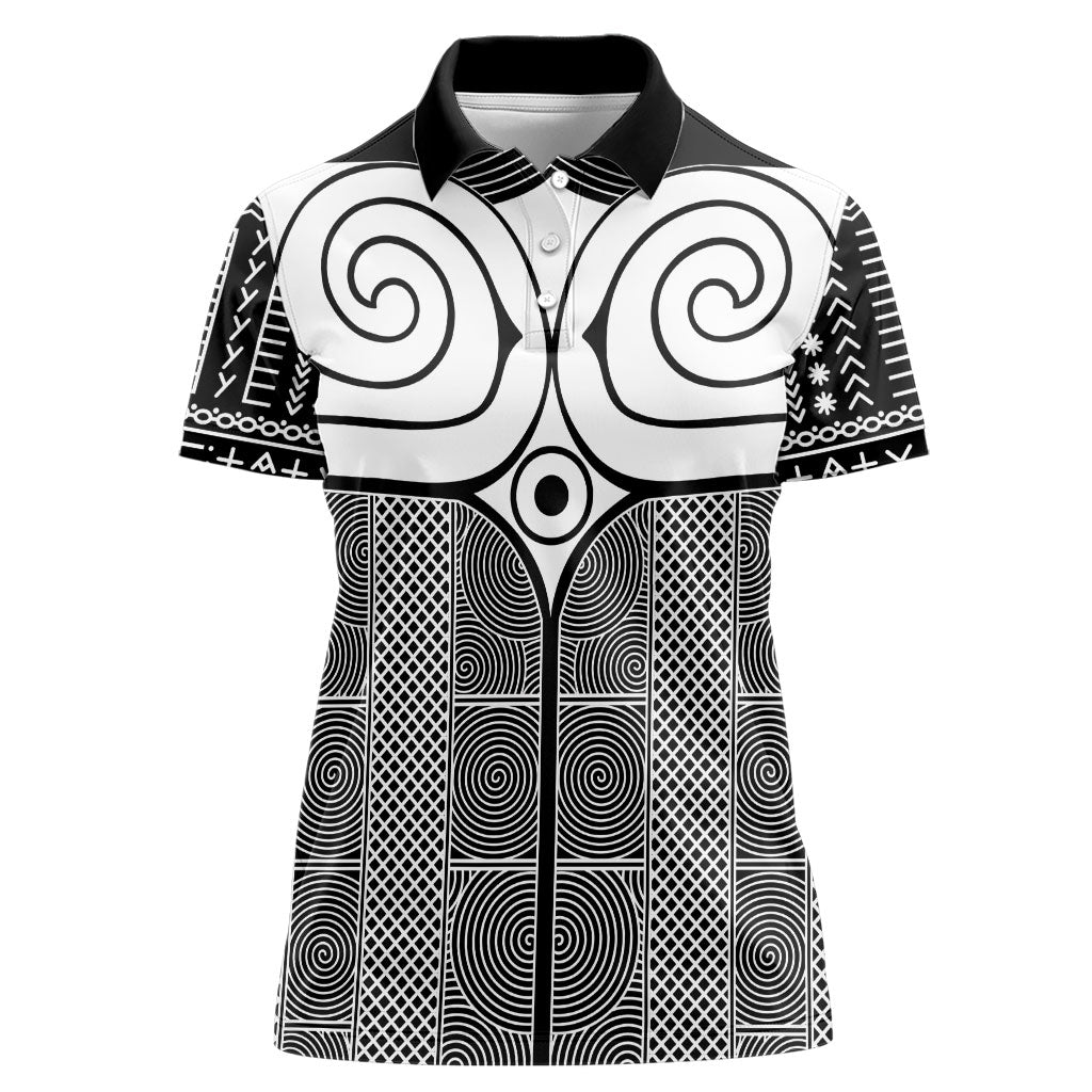 Japan Women Polo Shirt Jomon Tattoo Inspiration Black