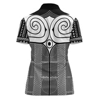 Japan Women Polo Shirt Jomon Tattoo Inspiration Black