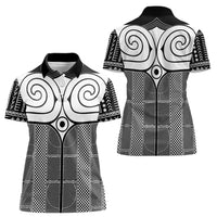 Japan Women Polo Shirt Jomon Tattoo Inspiration Black