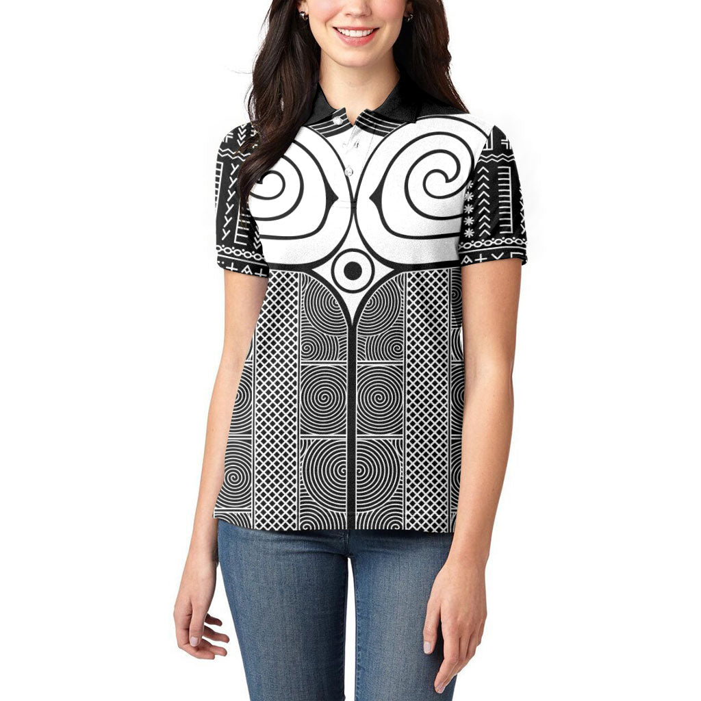 Japan Women Polo Shirt Jomon Tattoo Inspiration Black