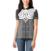 Japan Women Polo Shirt Jomon Tattoo Inspiration Black