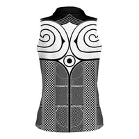 Japan Women Sleeveless Polo Shirt Jomon Tattoo Inspiration Black