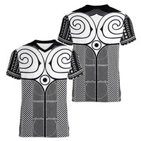 Japan Women V-Neck T-Shirt Jomon Tattoo Inspiration Black