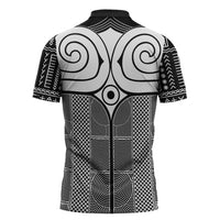 Japan Zipper Polo Shirt Jomon Tattoo Inspiration Black