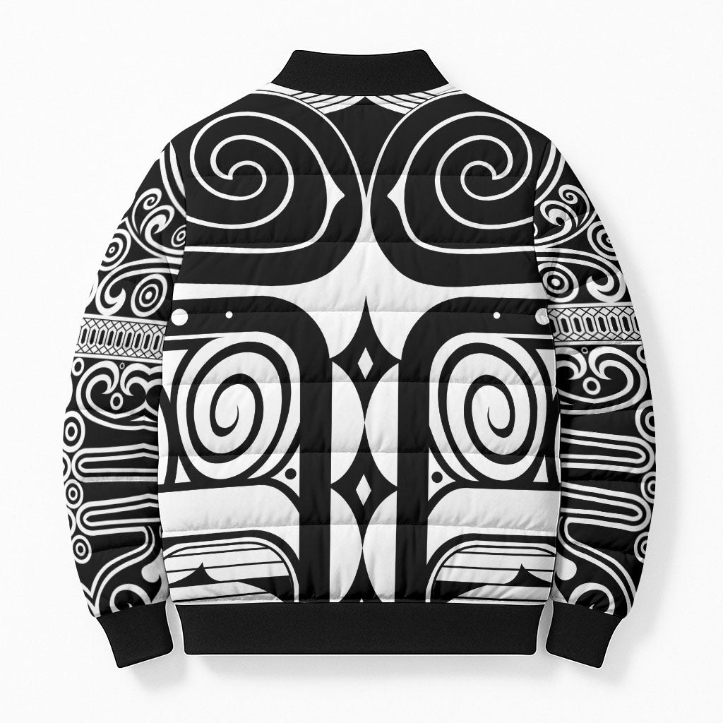 Japan Indigenous Jomon Tattoo Inspiration Bomber Puffer Jacket White Version