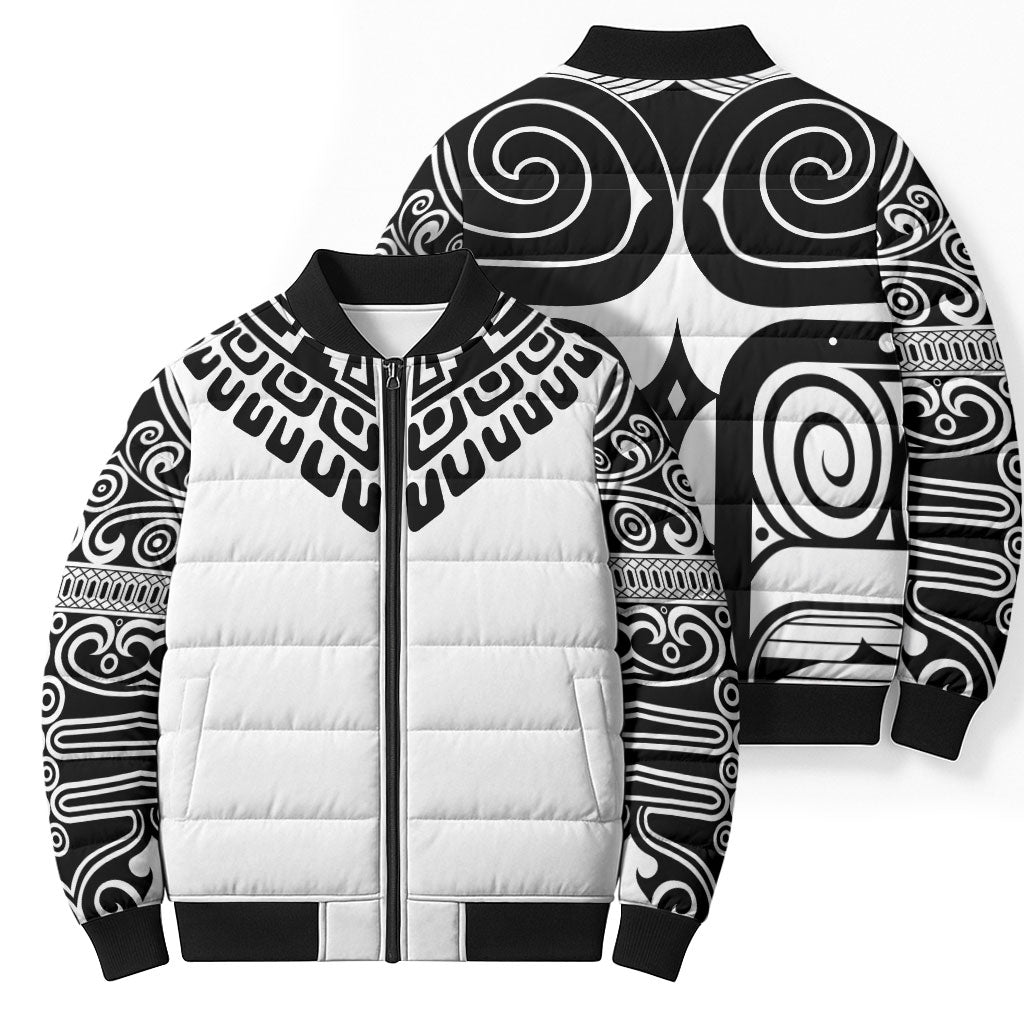 Japan Indigenous Jomon Tattoo Inspiration Bomber Puffer Jacket White Version
