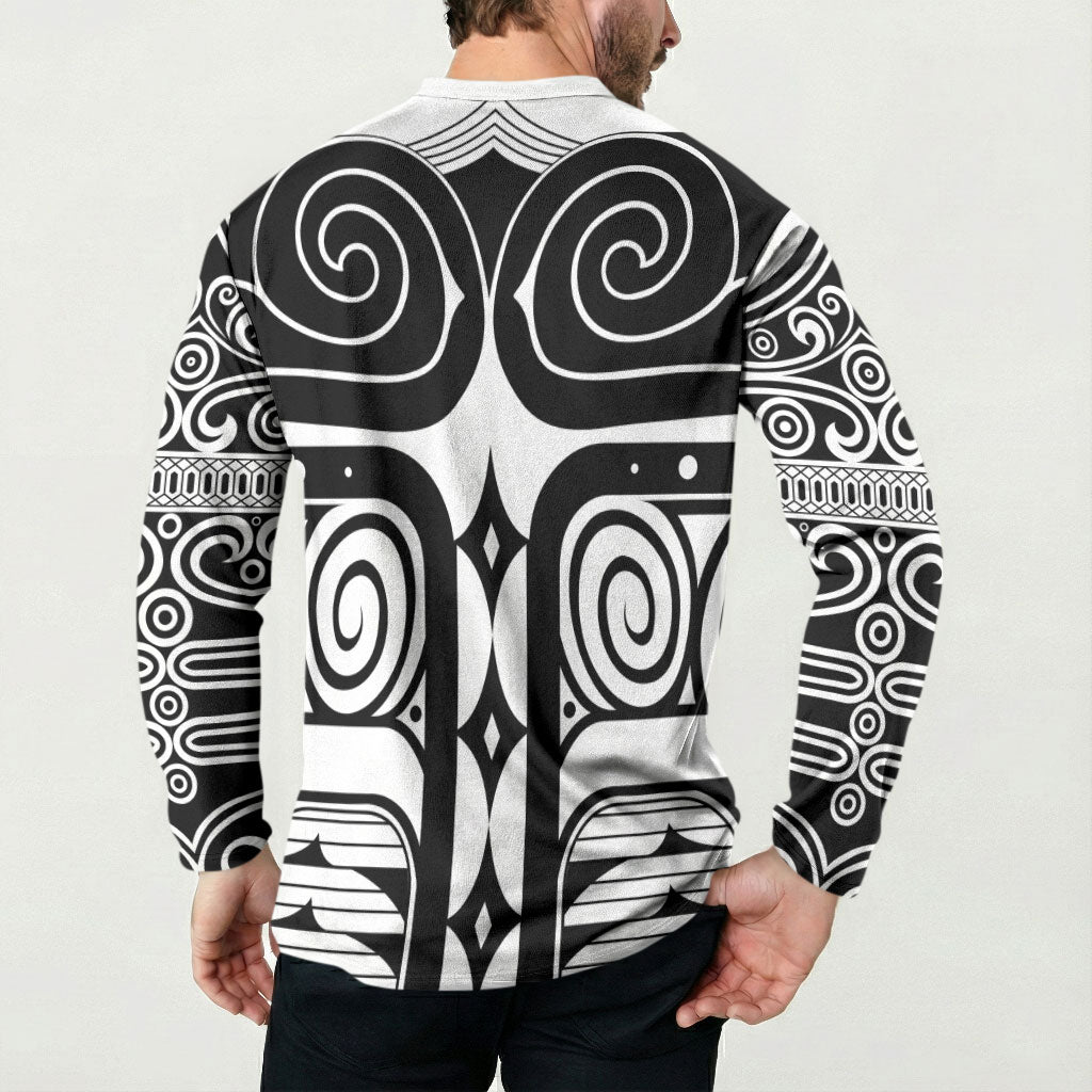 Japan Indigenous Jomon Tattoo Inspiration Button Sweatshirt White Version
