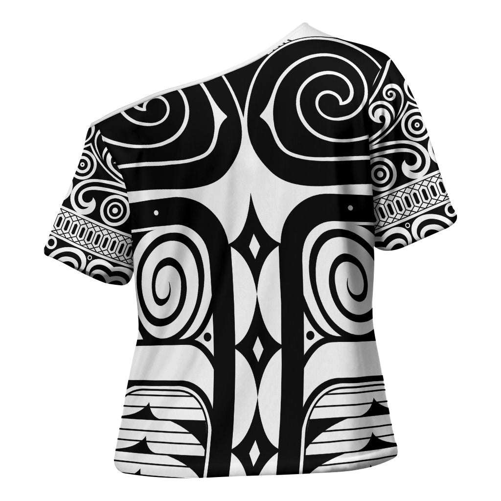 Japan Indigenous Jomon Tattoo Inspiration Cross Shoulder Shirt White Version