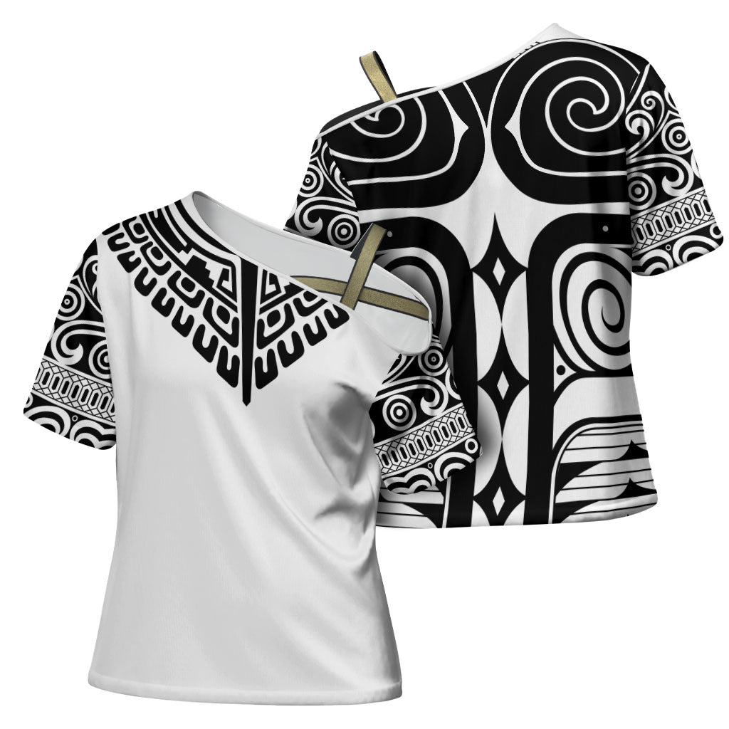 Japan Indigenous Jomon Tattoo Inspiration Cross Shoulder Shirt White Version