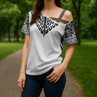 Japan Indigenous Jomon Tattoo Inspiration Cross Shoulder Shirt White Version