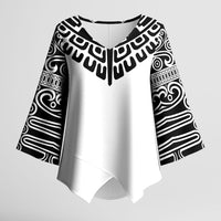 Japan Indigenous Jomon Tattoo Inspiration Kimono Sleeve Blouse White Version
