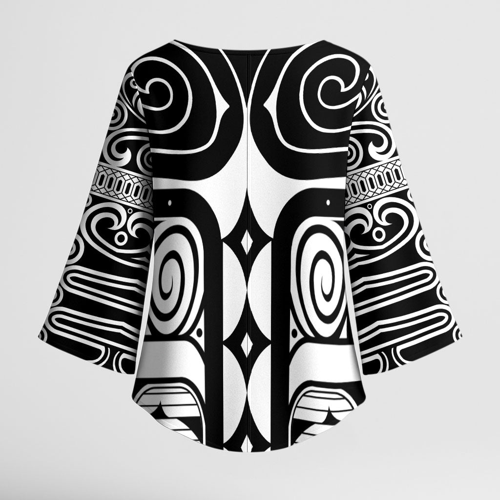 Japan Indigenous Jomon Tattoo Inspiration Kimono Sleeve Blouse White Version