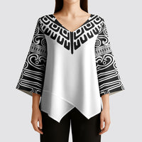 Japan Indigenous Jomon Tattoo Inspiration Kimono Sleeve Blouse White Version