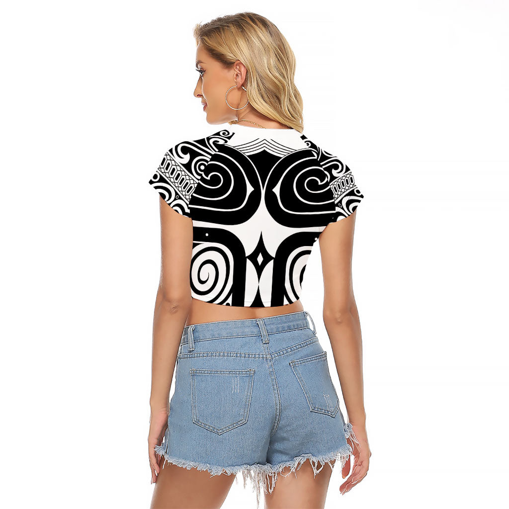 Japan Indigenous Jomon Tattoo Inspiration Raglan Cropped T Shirt White Version