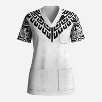 Japan Indigenous Jomon Tattoo Inspiration Scrub Top White Version