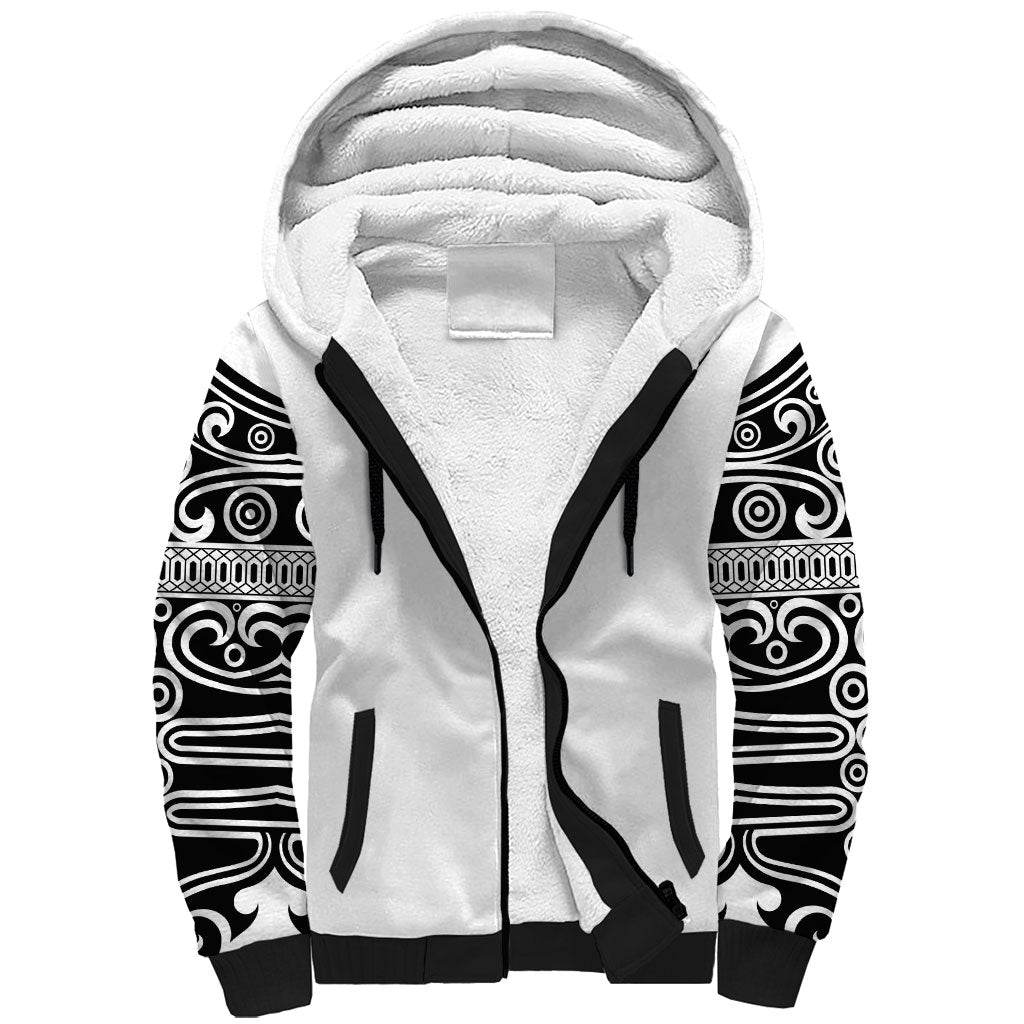 Japan Indigenous Jomon Tattoo Inspiration Sherpa Hoodie White Version