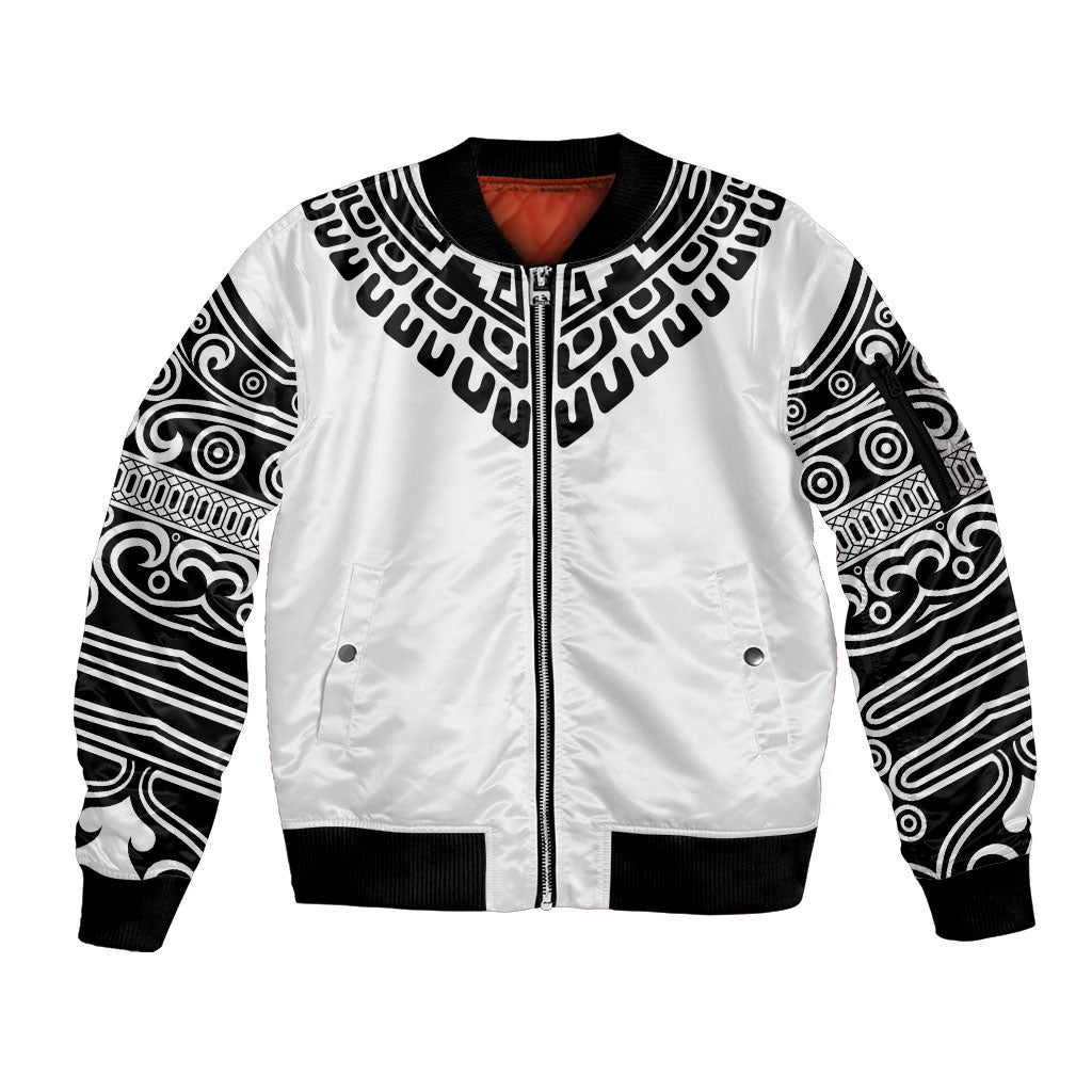 Japan Indigenous Jomon Tattoo Inspiration Sleeve Zip Bomber Jacket White Version