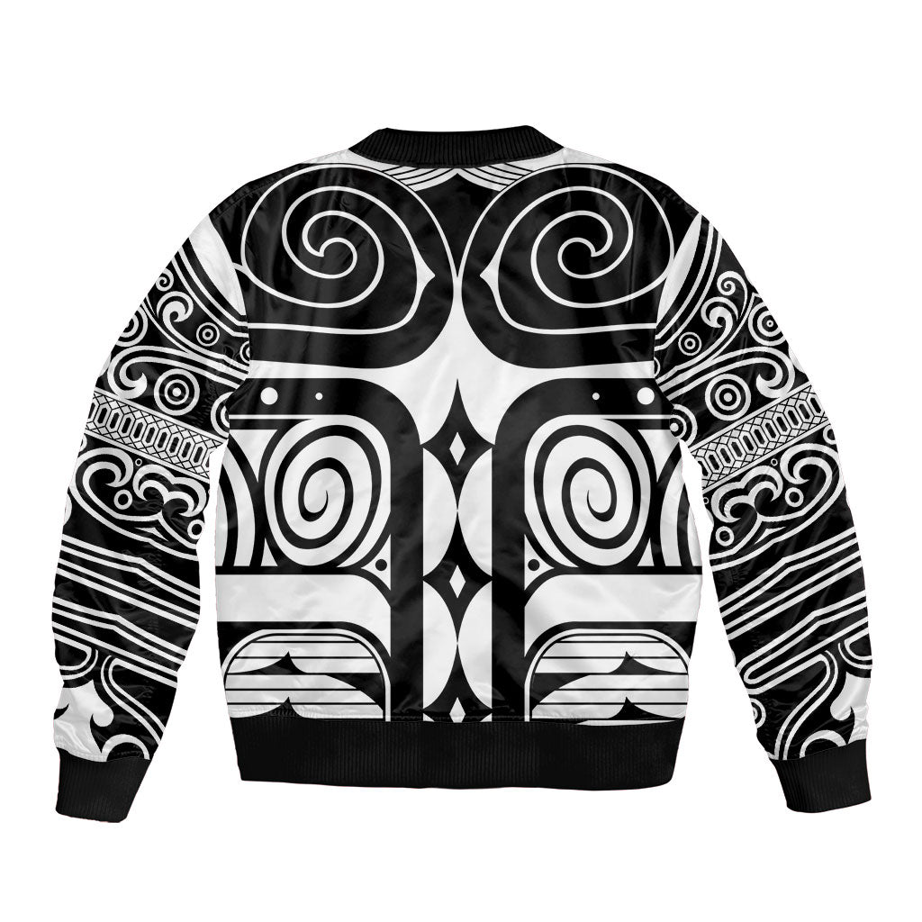 Japan Indigenous Jomon Tattoo Inspiration Sleeve Zip Bomber Jacket White Version