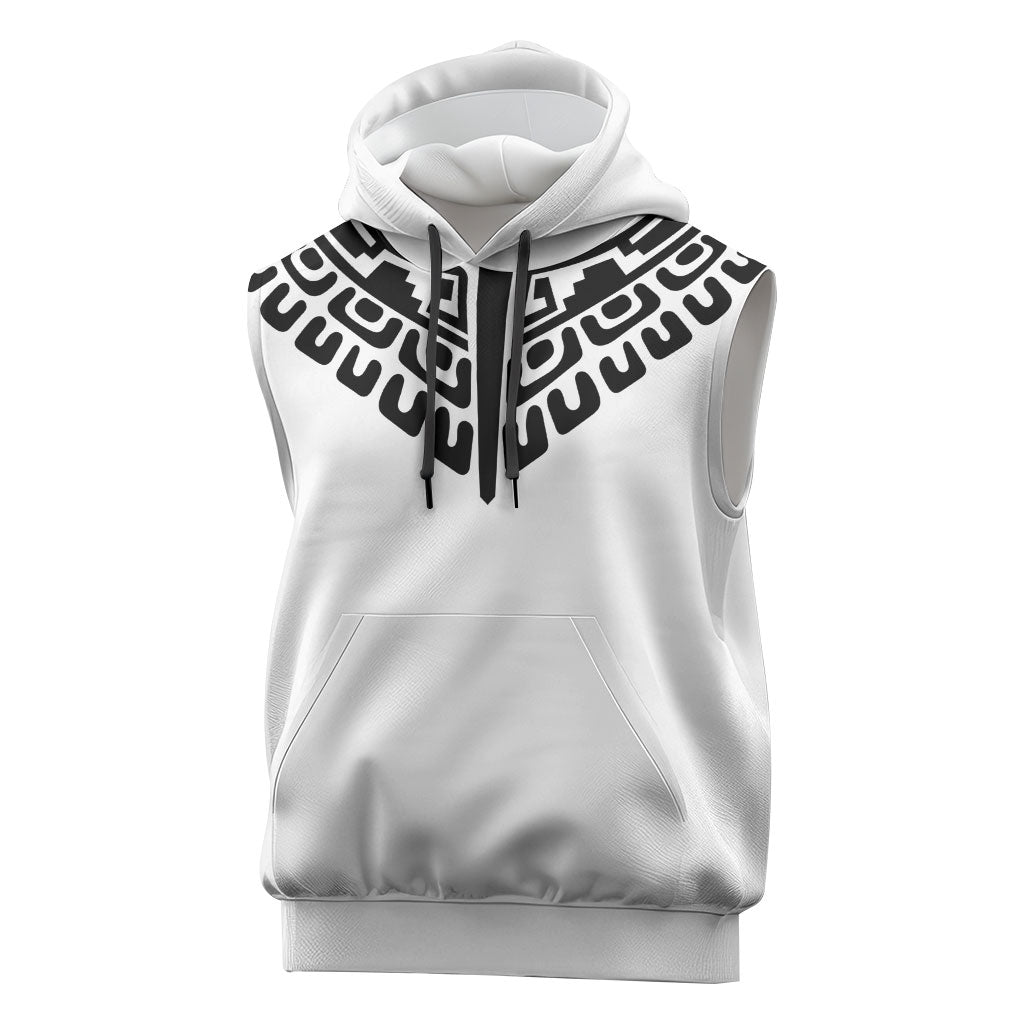Japan Indigenous Jomon Tattoo Inspiration Sleeveless Hoodie White Version