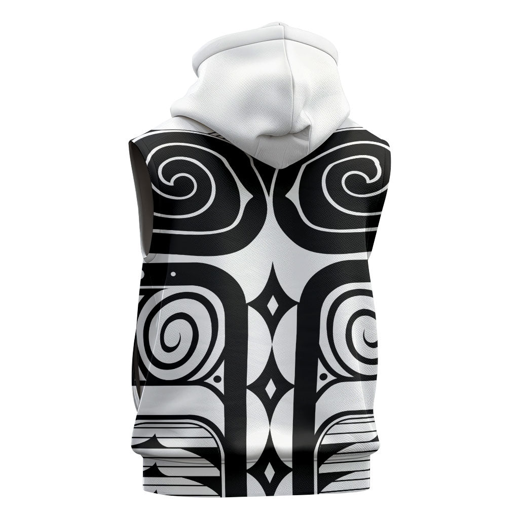 Japan Indigenous Jomon Tattoo Inspiration Sleeveless Hoodie White Version