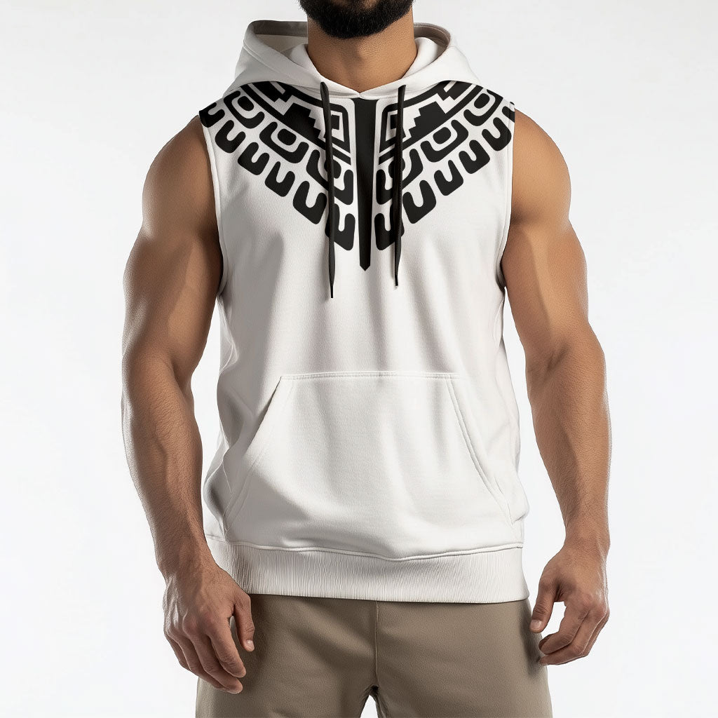 Japan Indigenous Jomon Tattoo Inspiration Sleeveless Hoodie White Version