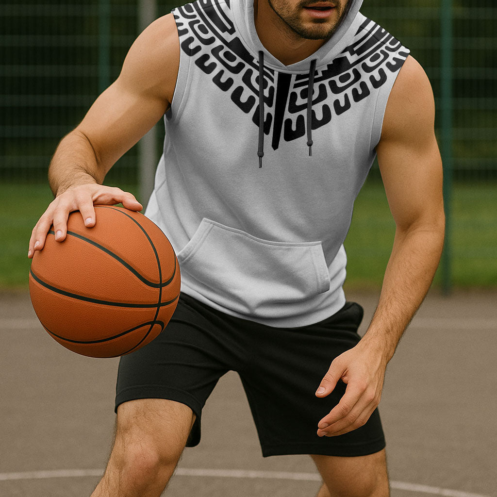 Japan Indigenous Jomon Tattoo Inspiration Sleeveless Hoodie White Version