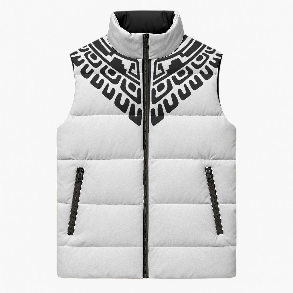 Japan Indigenous Jomon Tattoo Inspiration Sleeveless Puffer Jacket White Version