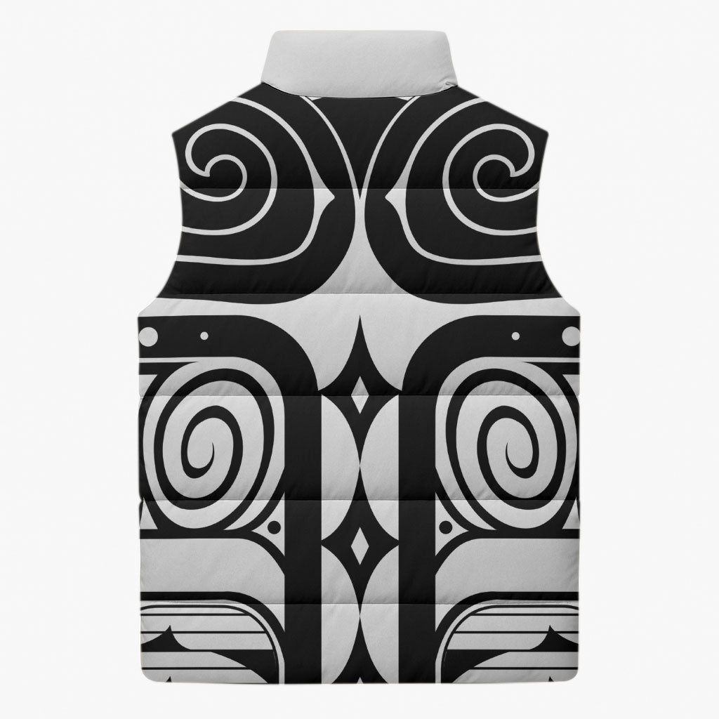 Japan Indigenous Jomon Tattoo Inspiration Sleeveless Puffer Jacket White Version