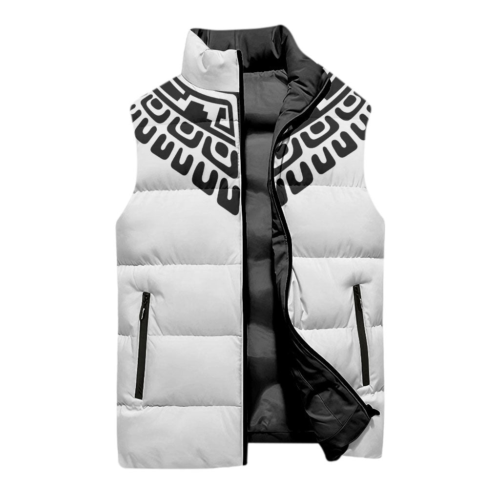 Japan Indigenous Jomon Tattoo Inspiration Sleeveless Puffer Jacket White Version