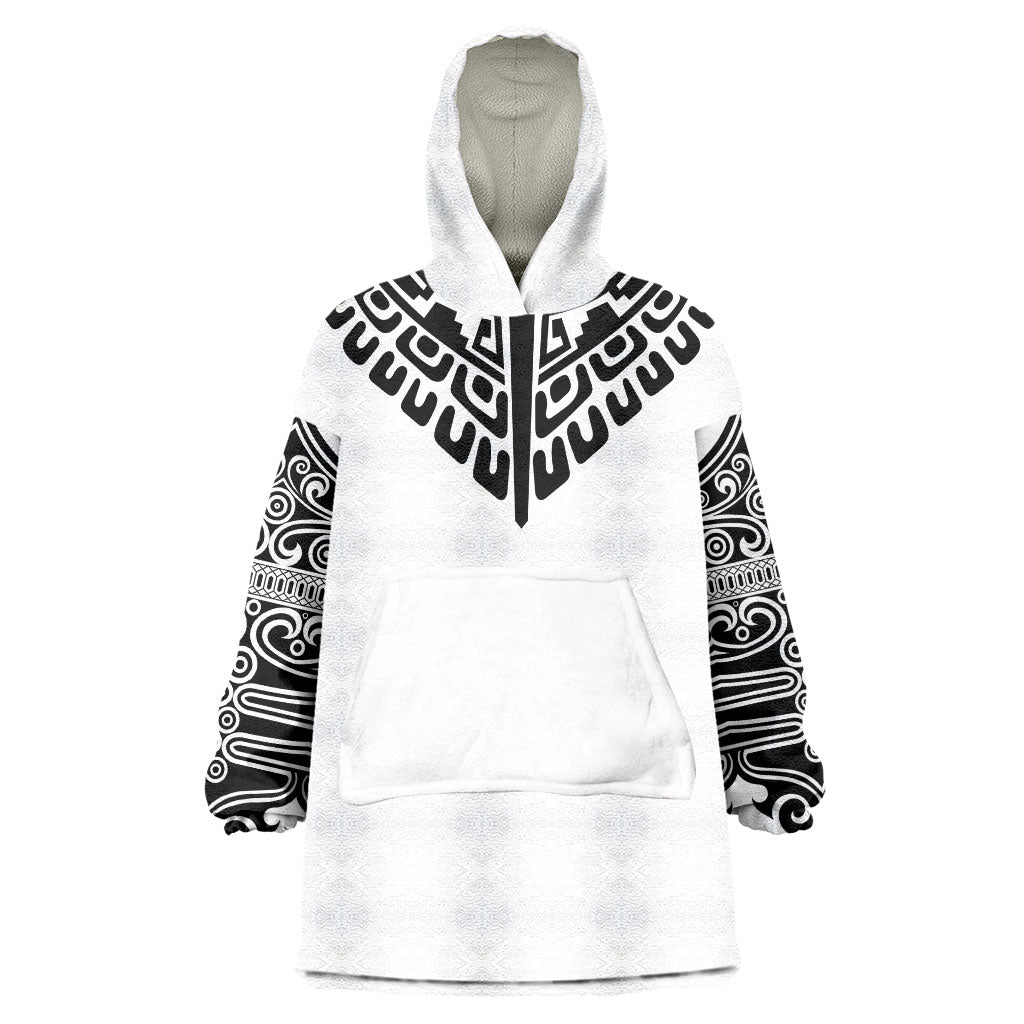 Japan Indigenous Jomon Tattoo Inspiration Wearable Blanket Hoodie White Version