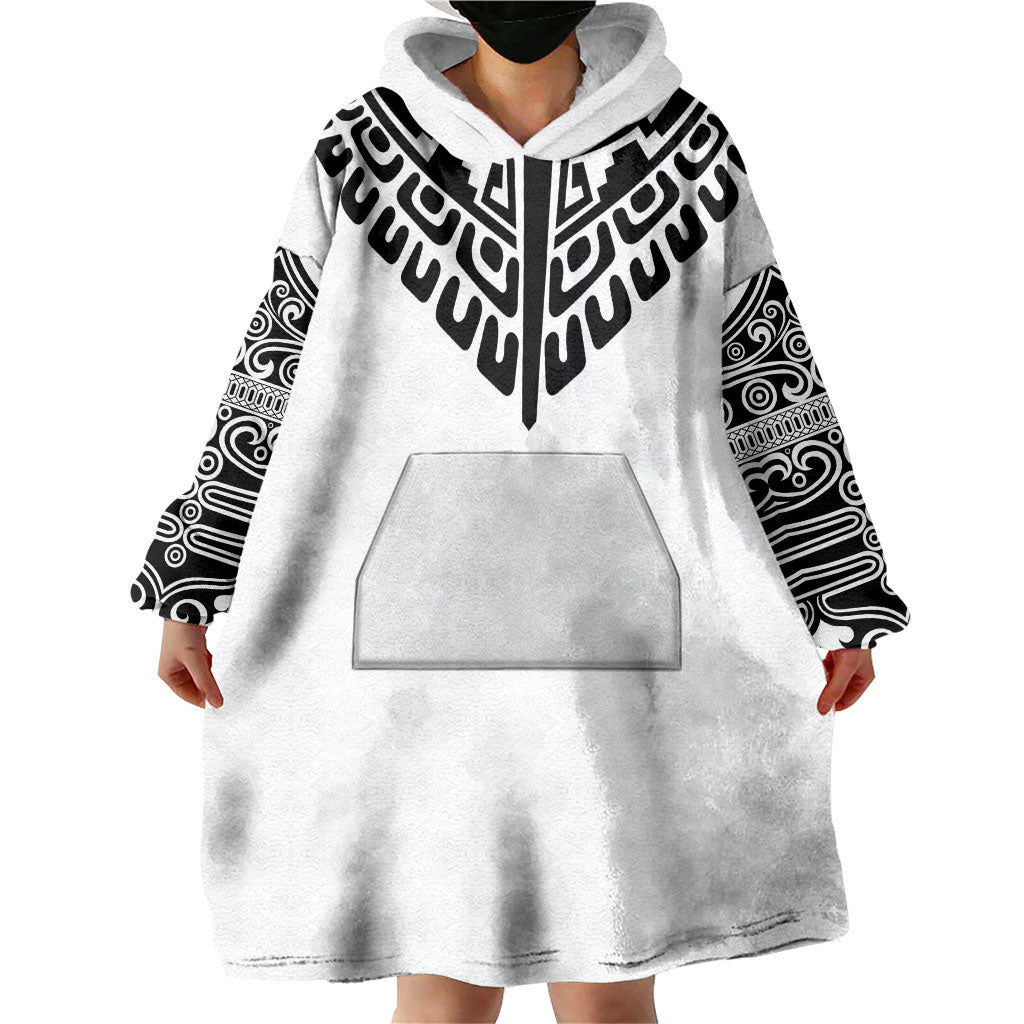 Japan Indigenous Jomon Tattoo Inspiration Wearable Blanket Hoodie White Version