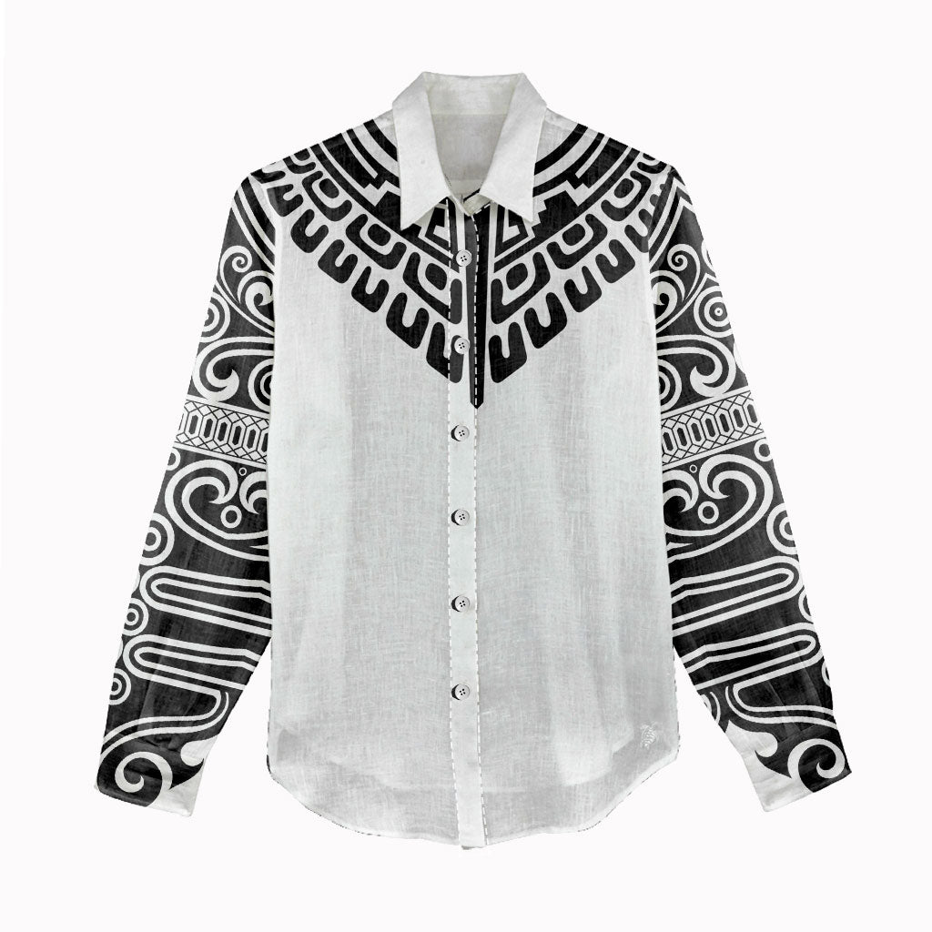 Japan Indigenous Jomon Tattoo Inspiration Women Casual Shirt White Version