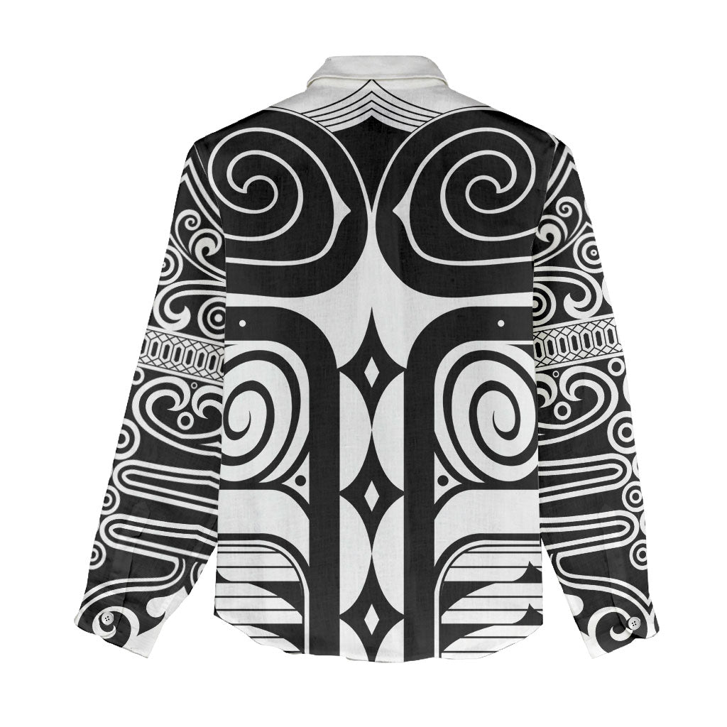 Japan Indigenous Jomon Tattoo Inspiration Women Casual Shirt White Version