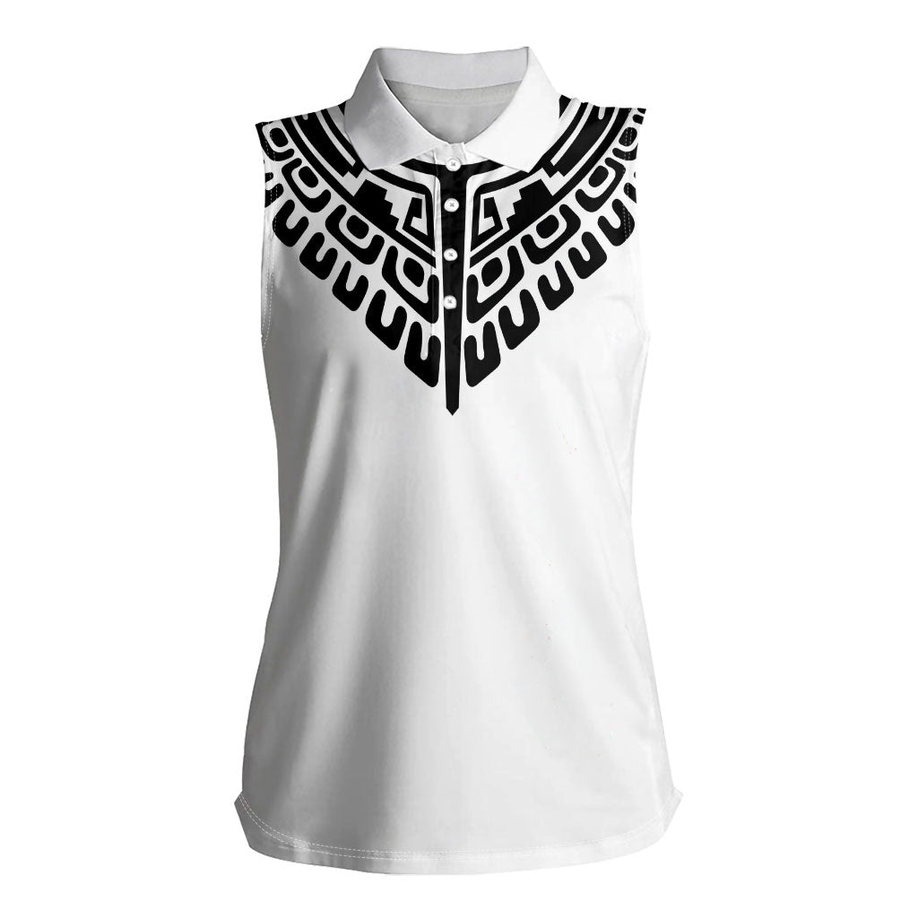 Japan Indigenous Jomon Tattoo Inspiration Women Sleeveless Polo Shirt White Version